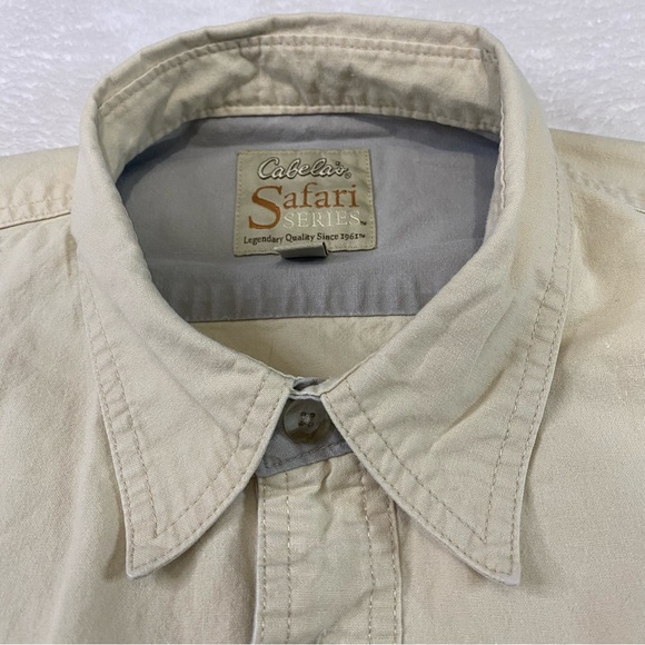 Cabelas Shirt Men 2XLT TALL Beige Safari Series Outdoor Hunting Military Fishing - Picture 4 of 10